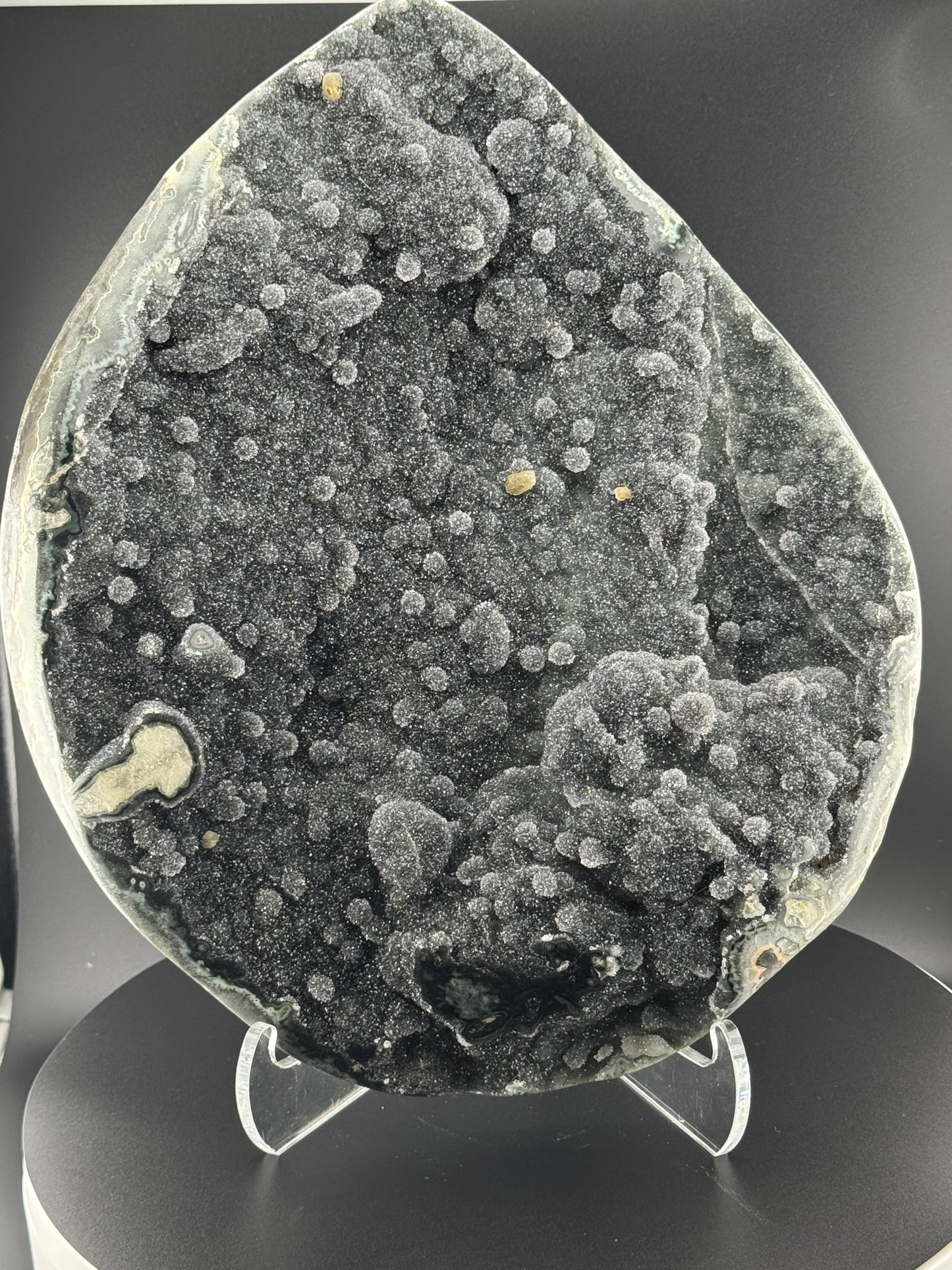 Black Chalcedony and Calcite Plate