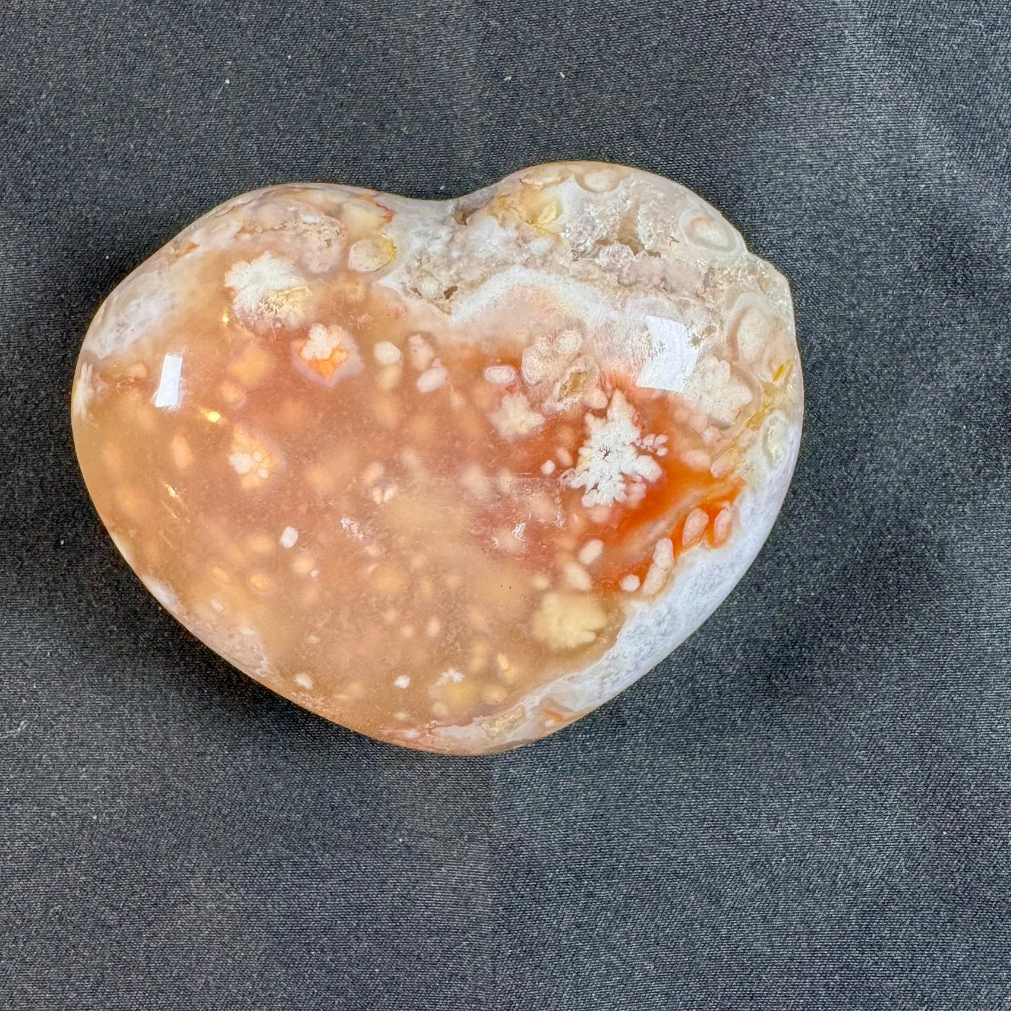 Pink Flower Agate Druzy Heart - Powers Gems