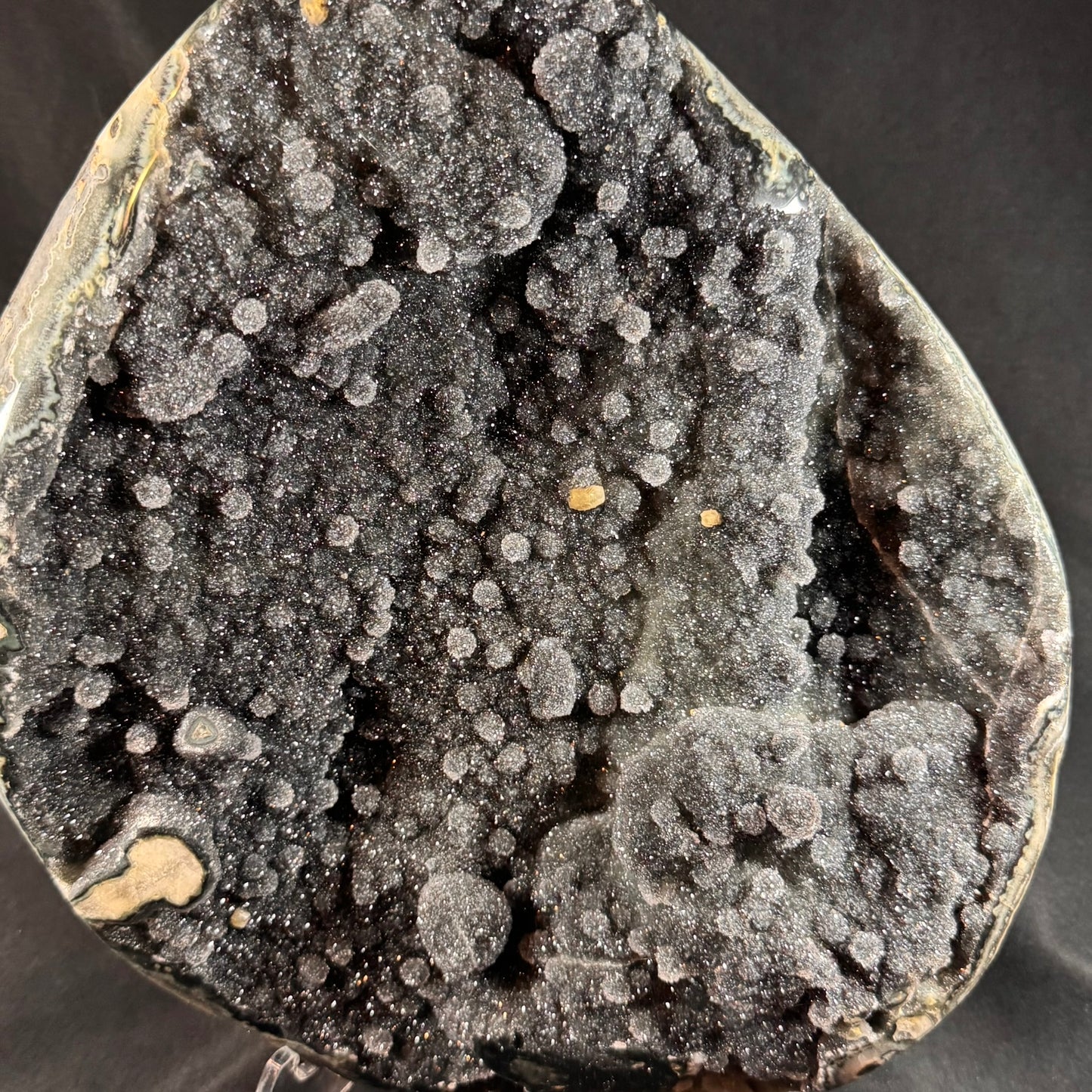 Black Chalcedony Plate with Calcite - Powers Gems