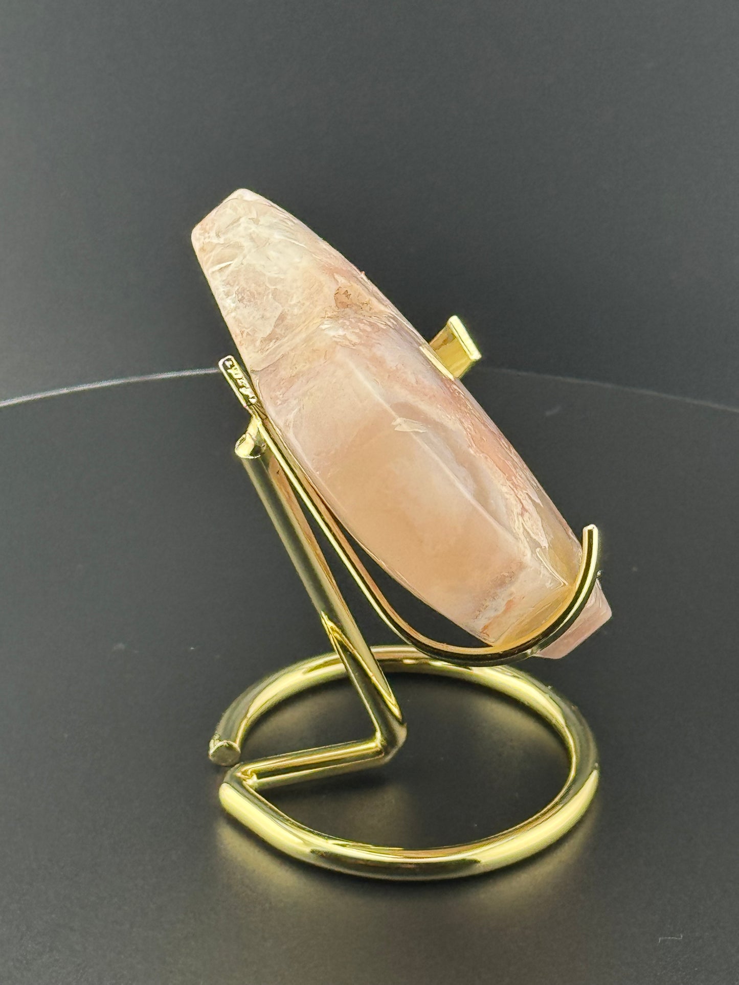 Pink Flower Agate Heart