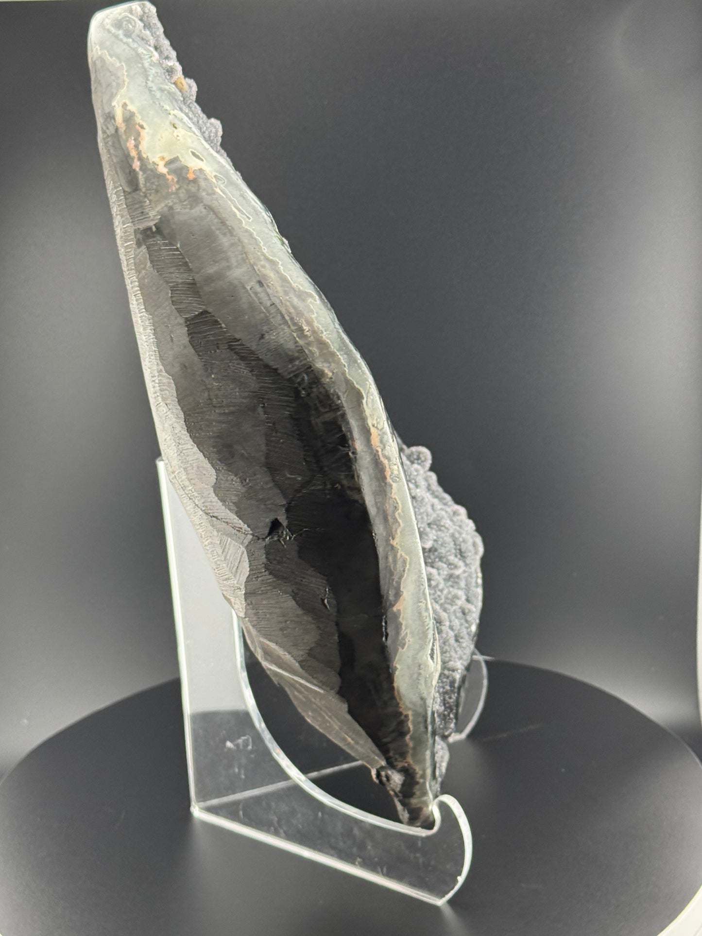 Black Chalcedony and Calcite Plate