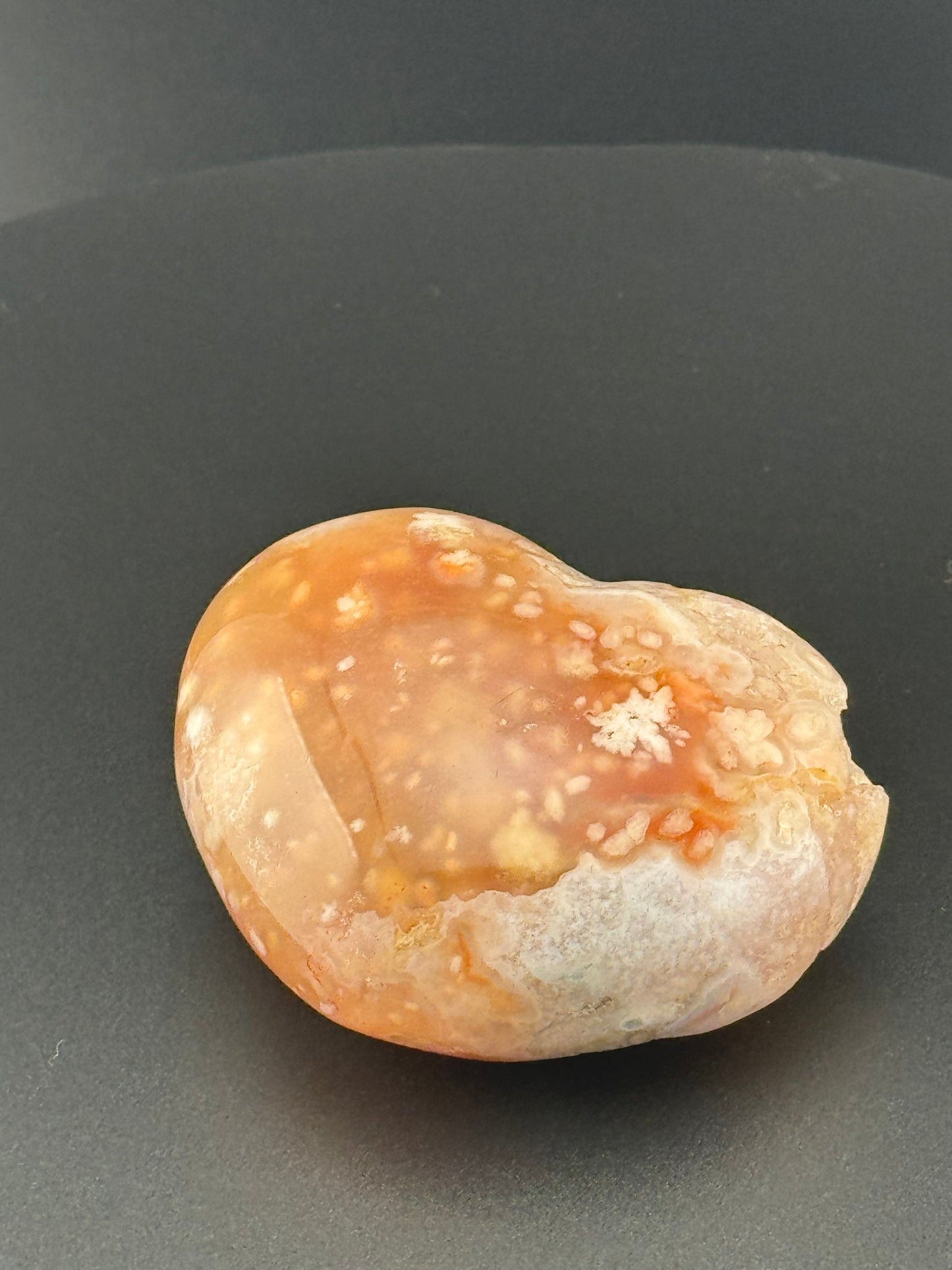 Pink Flower Agate Druzy Heart
