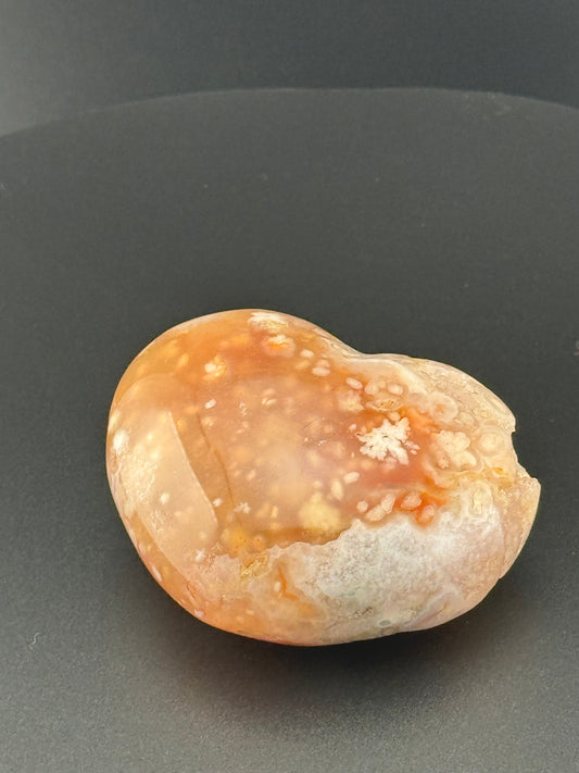 Pink Flower Agate Druzy Heart