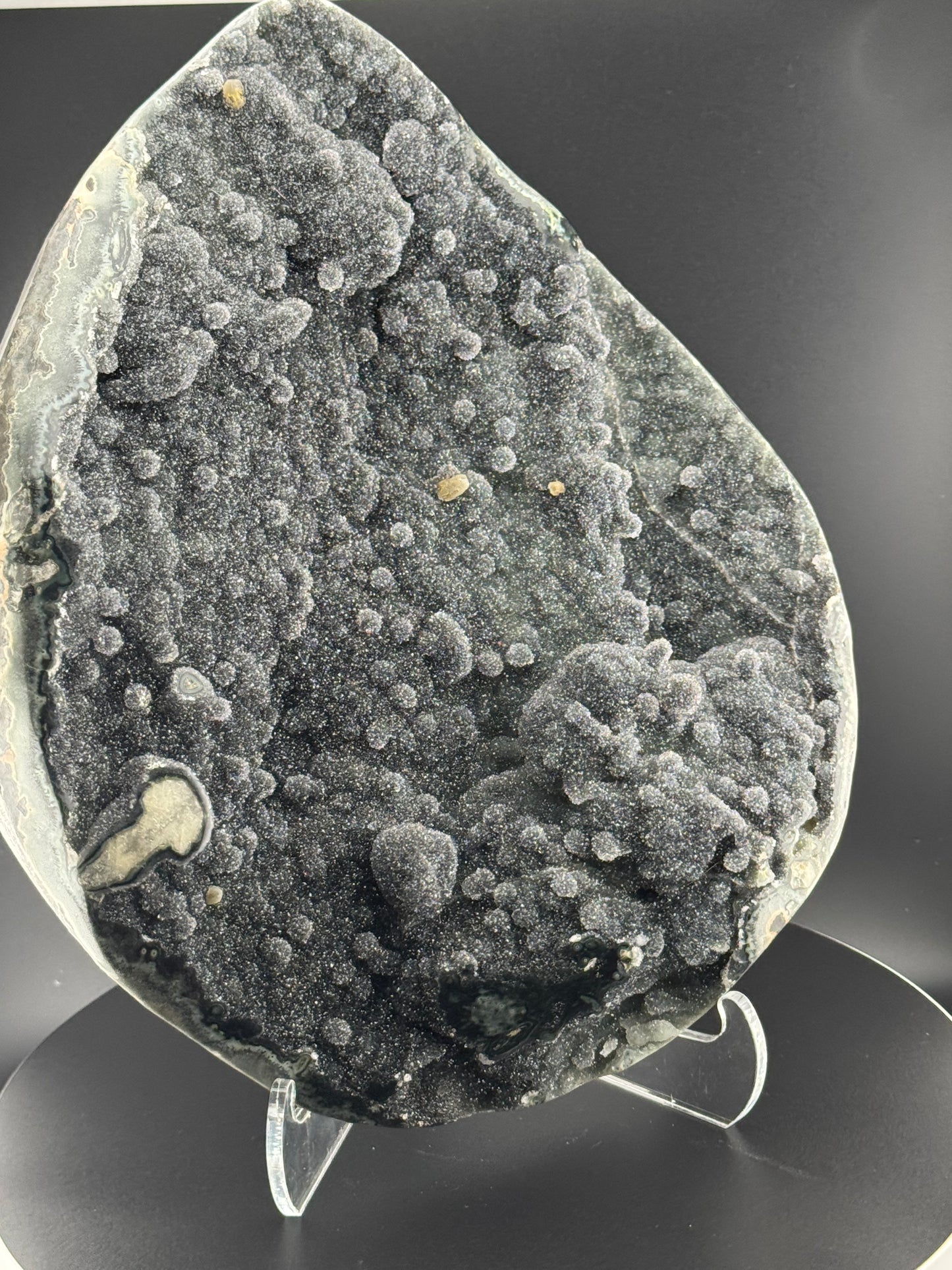 Black Chalcedony and Calcite Plate