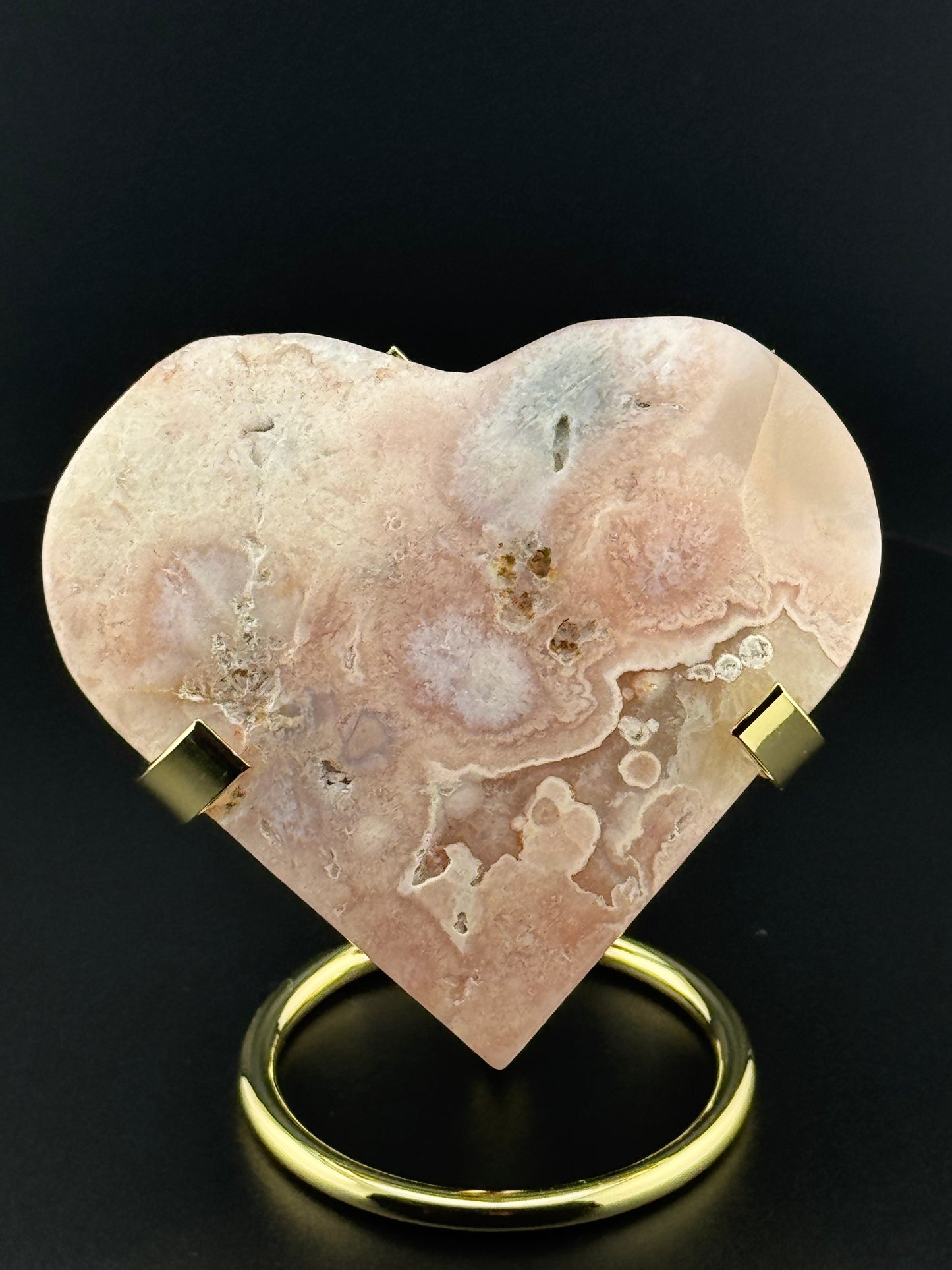 Pink Flower Agate Heart
