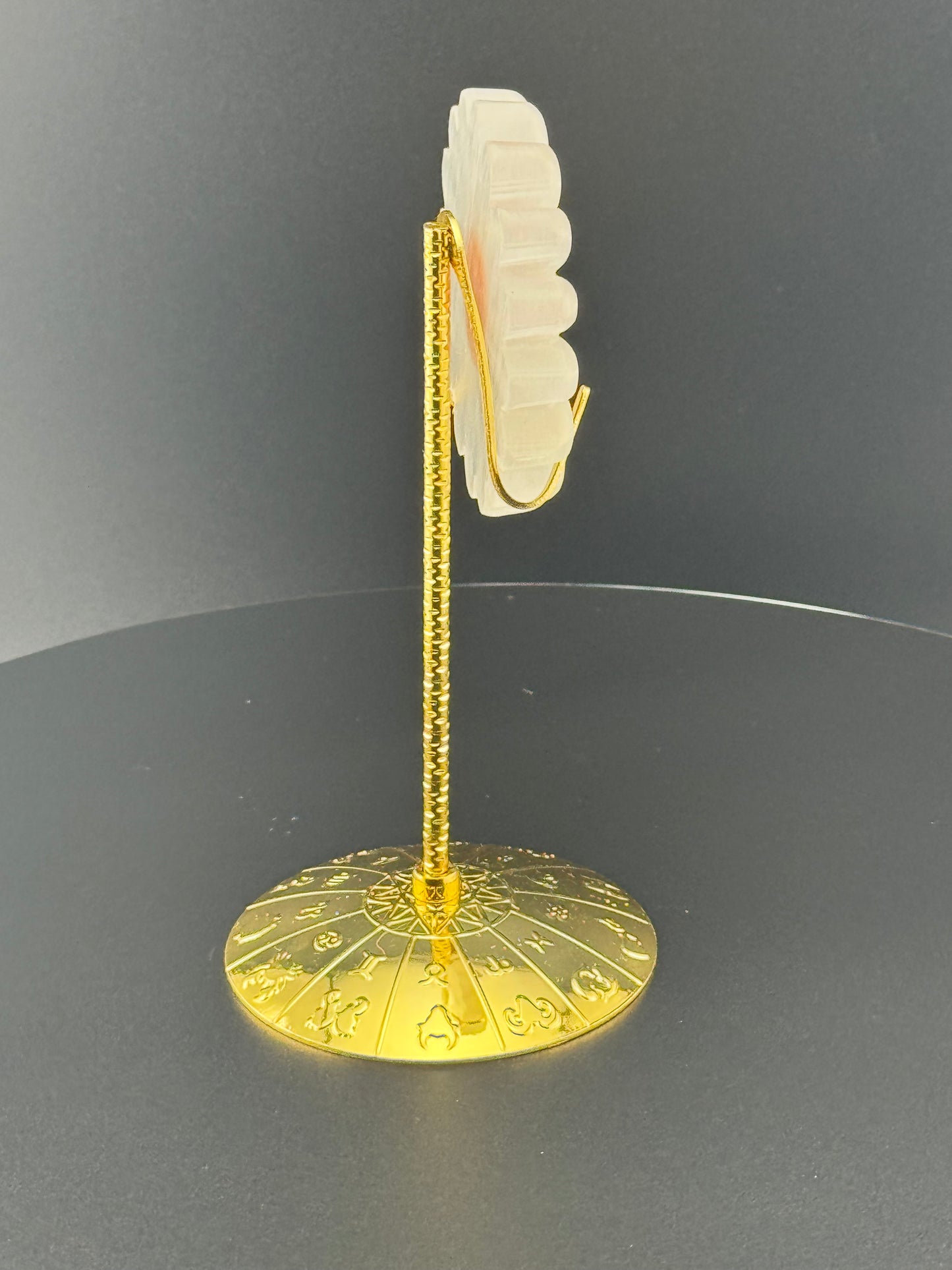 Selenite Daisy with Gold Stand