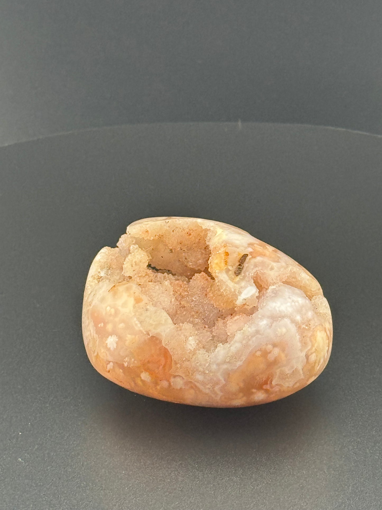 Pink Flower Agate Druzy Heart
