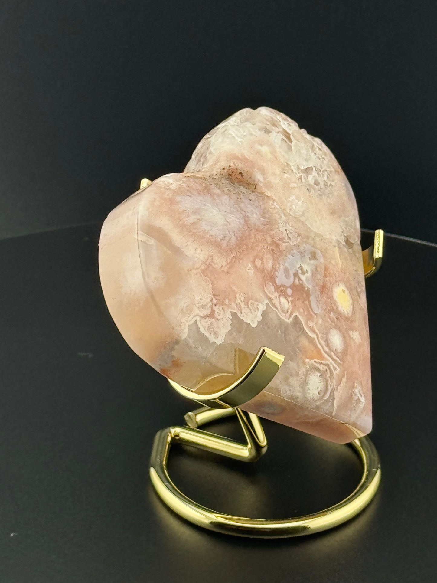 Pink Flower Agate Heart