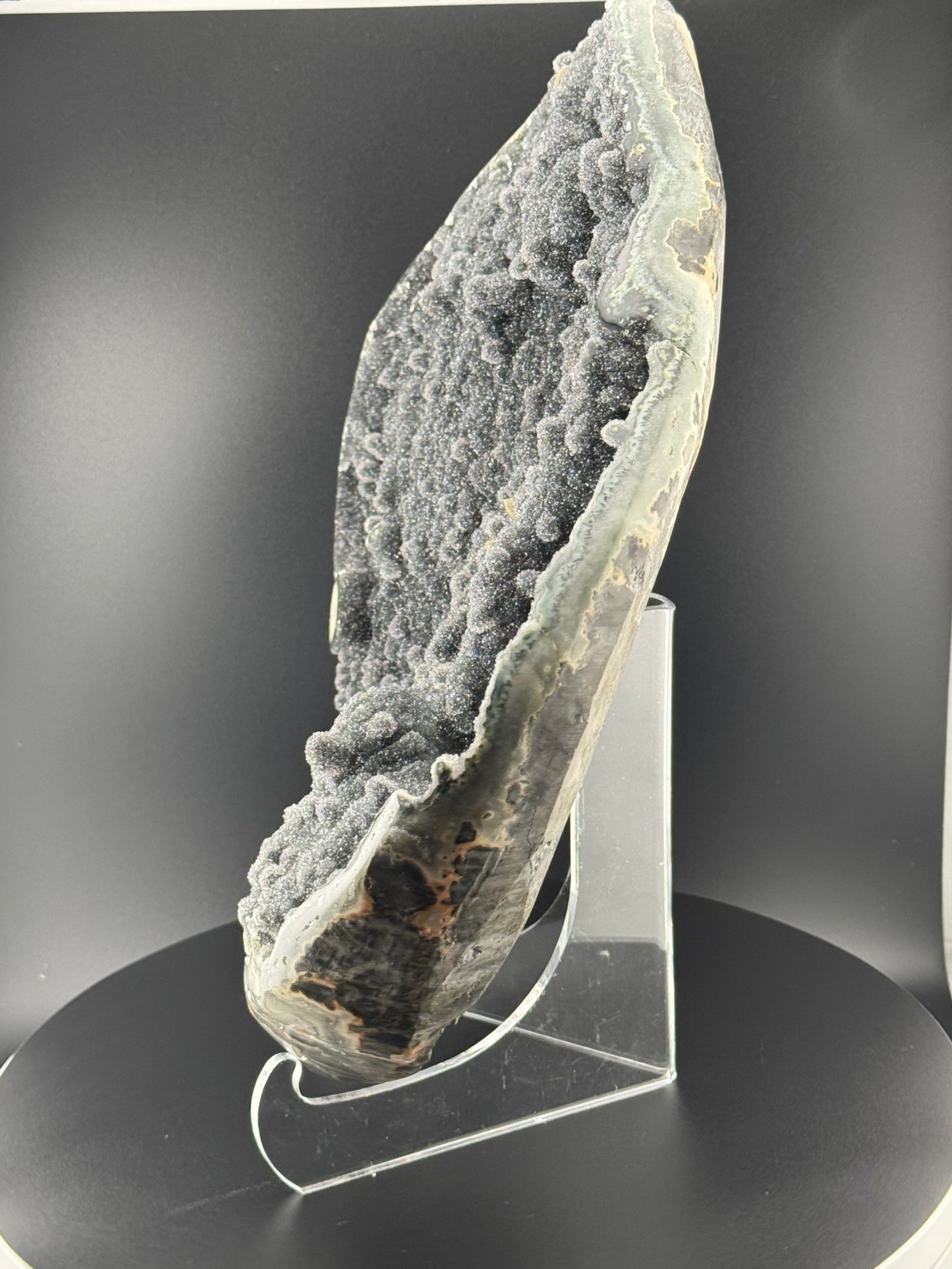 Black Chalcedony and Calcite Plate