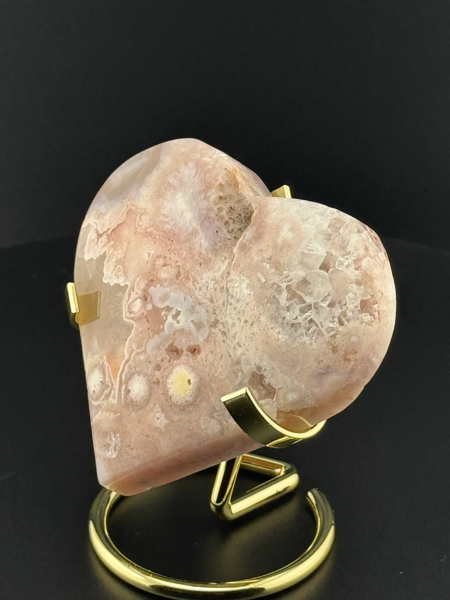 Pink Flower Agate Heart