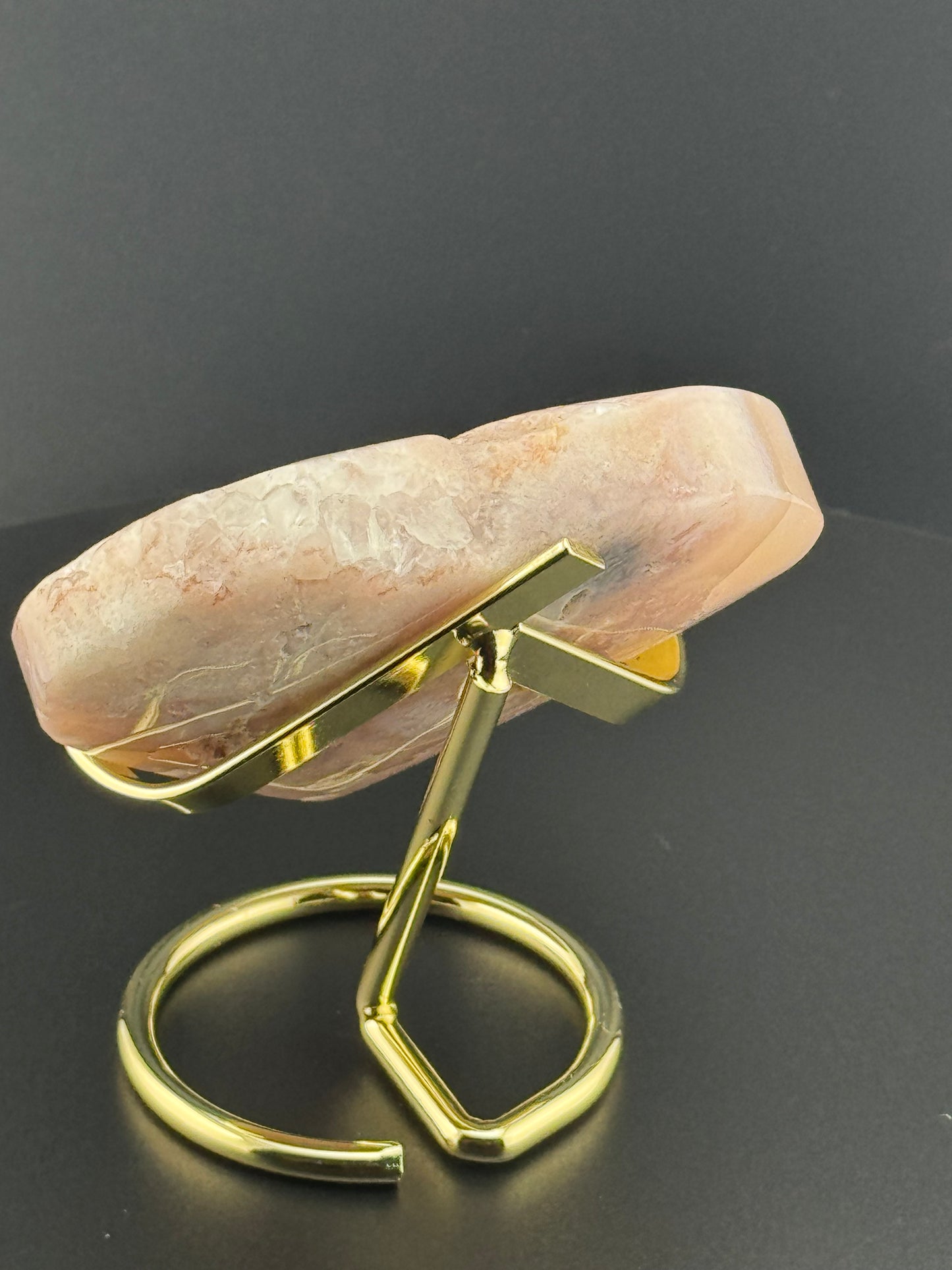Pink Flower Agate Heart