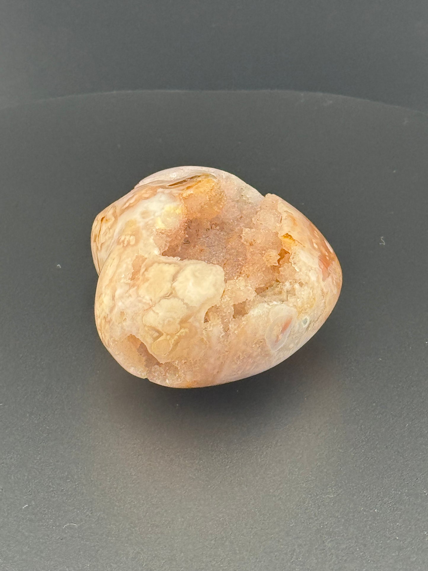 Pink Flower Agate Druzy Heart