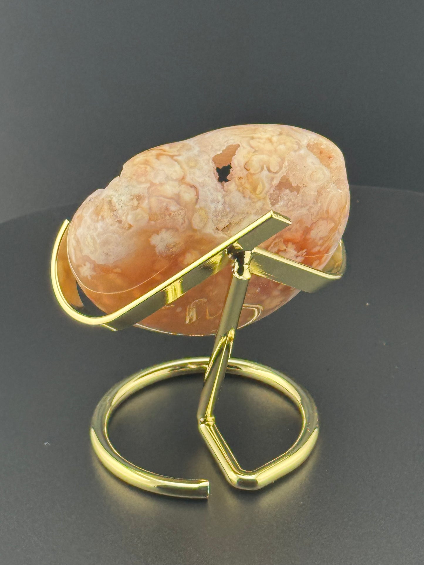 Pink Flower Agate Druzy Heart
