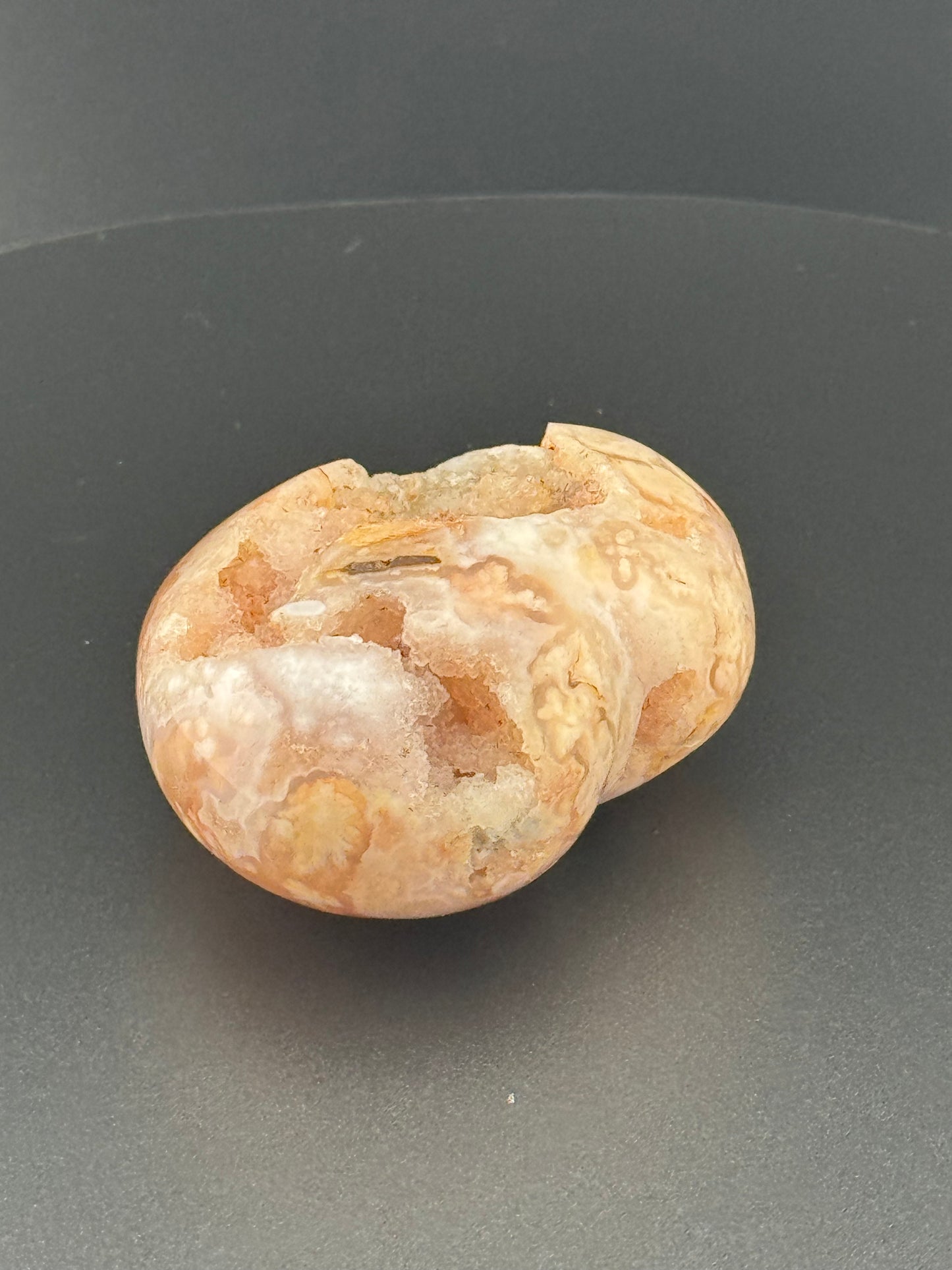 Pink Flower Agate Druzy Heart