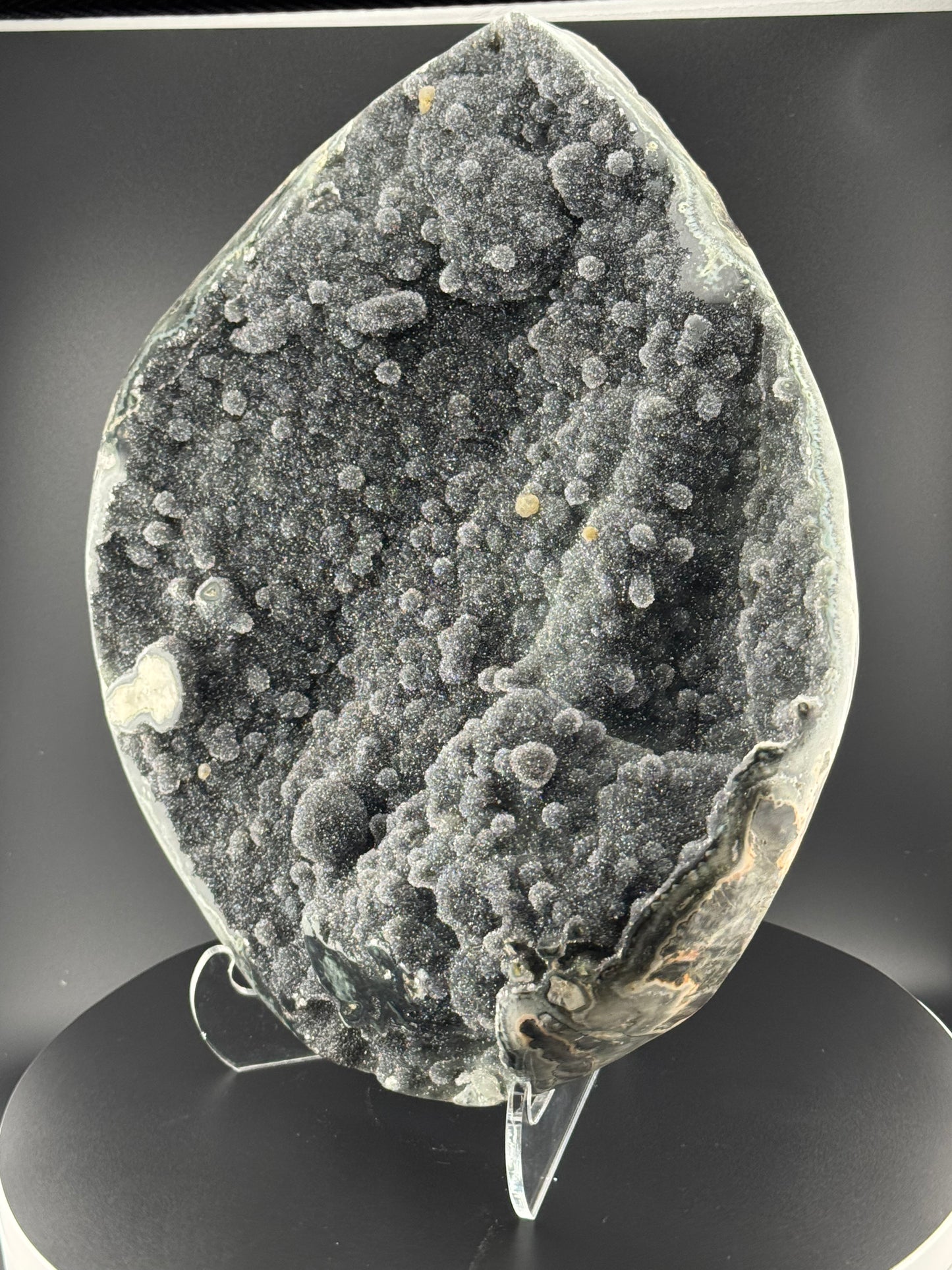 Black Chalcedony and Calcite Plate