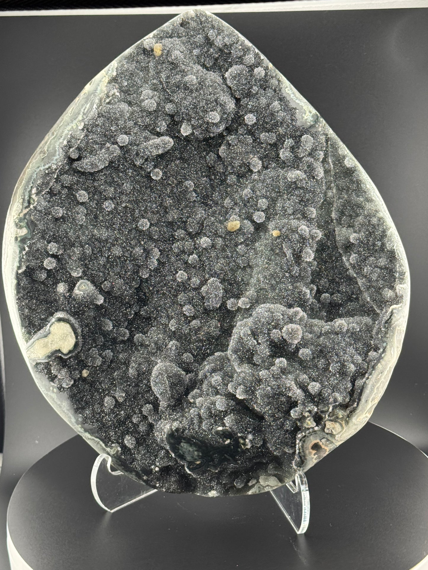 Black Chalcedony and Calcite Plate