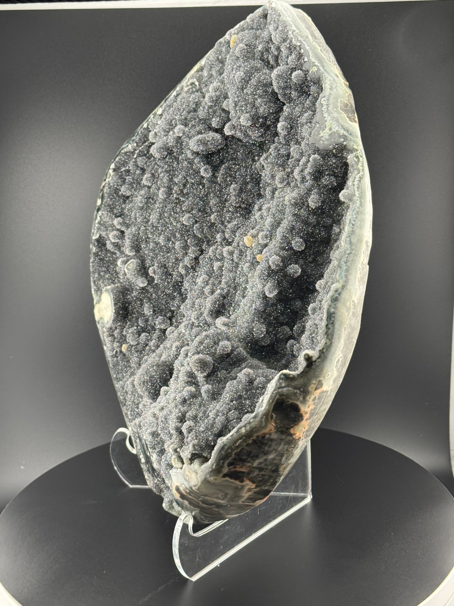 Black Chalcedony and Calcite Plate