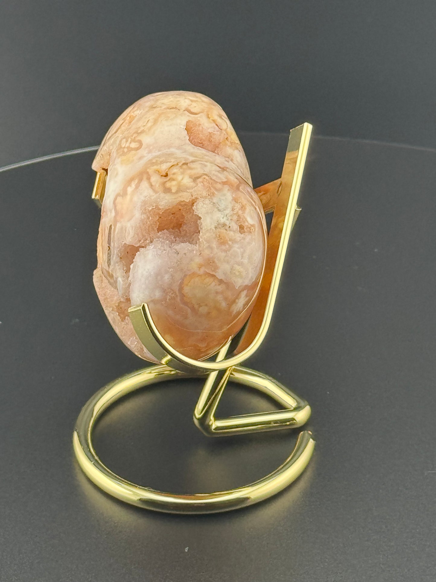 Pink Flower Agate Druzy Heart