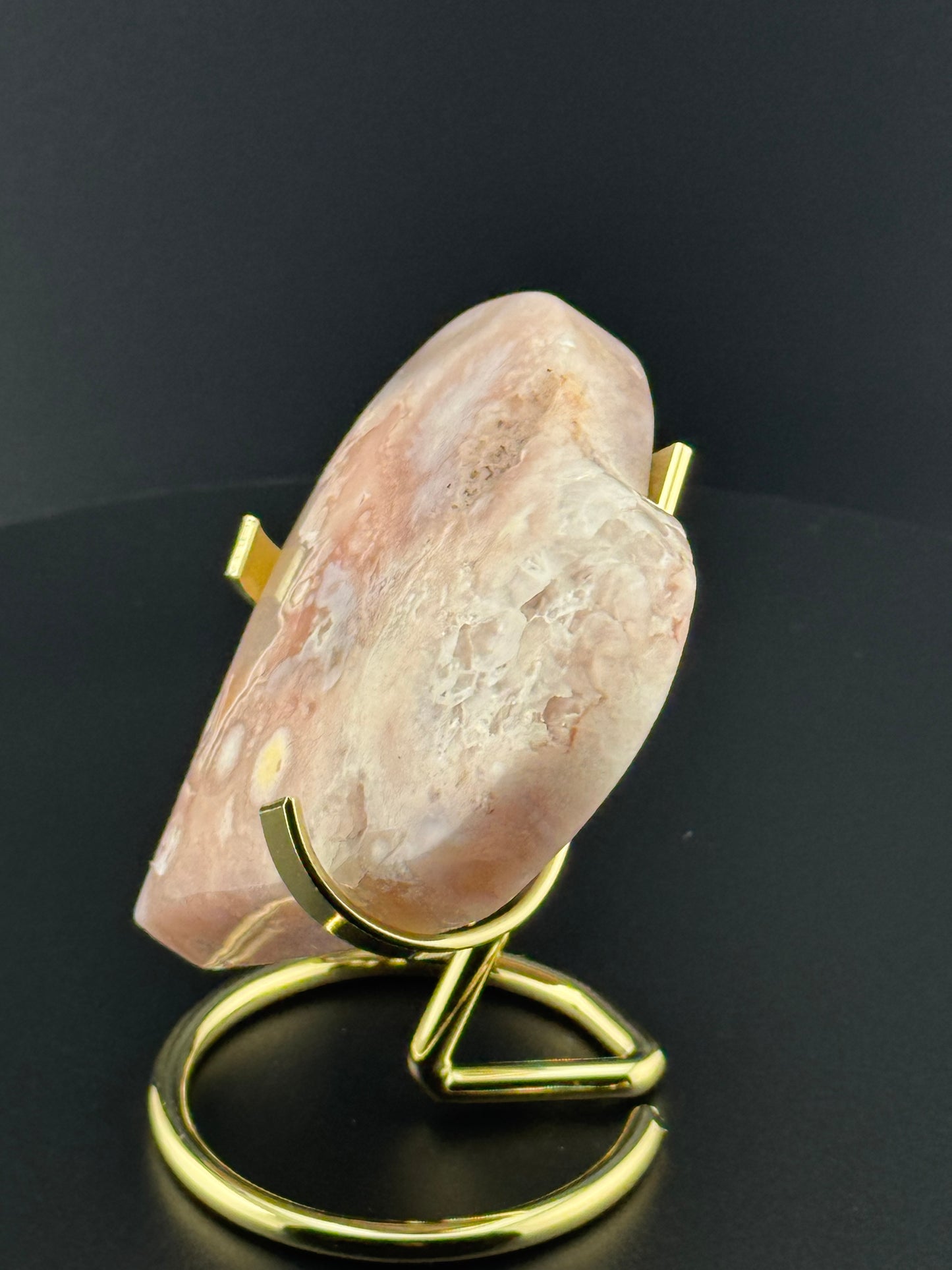 Pink Flower Agate Heart