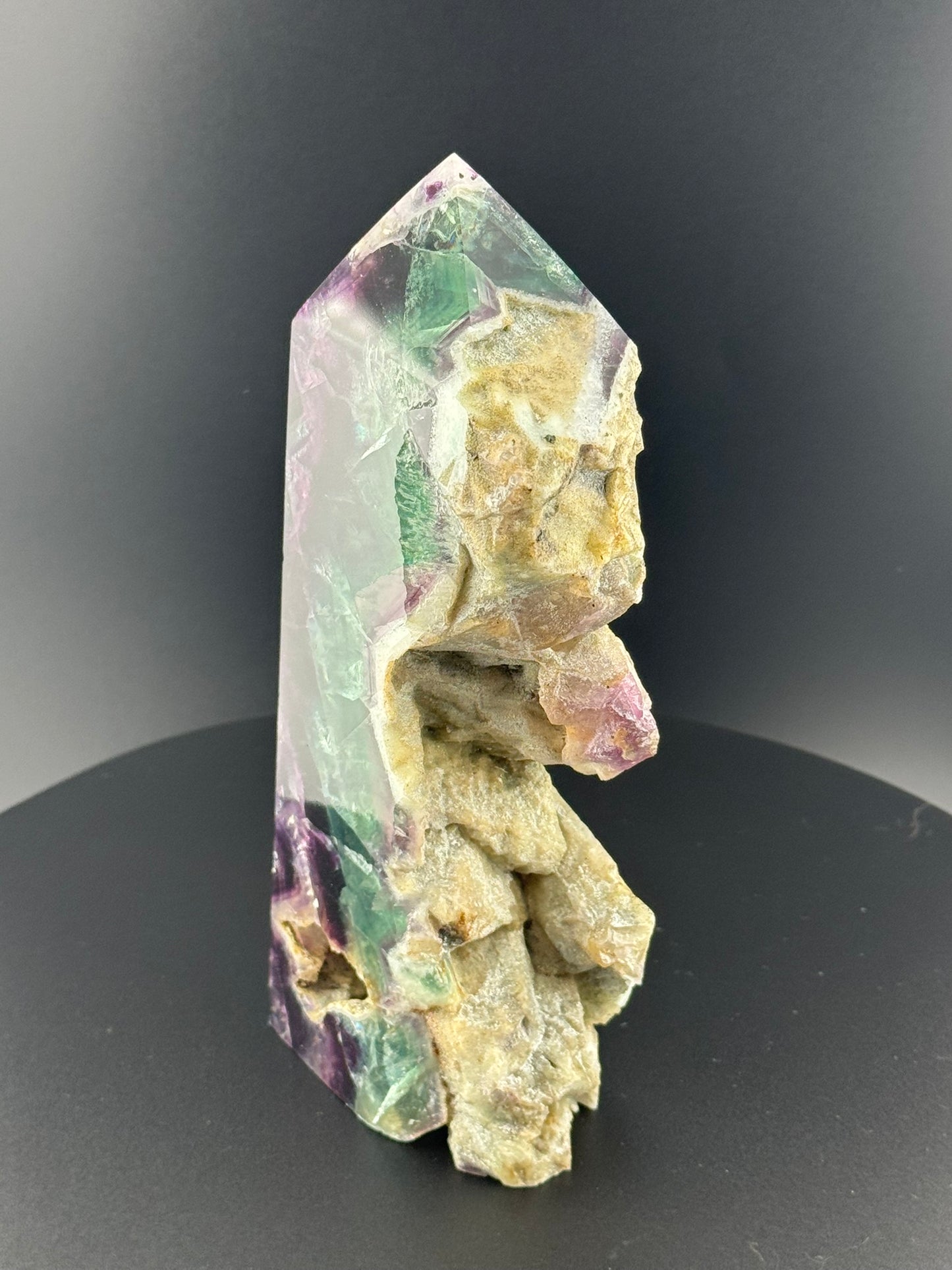 Fluorite Point with Natural Druzy Matrix