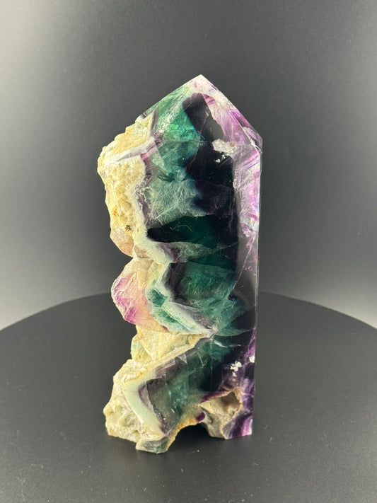 Fluorite Point with Natural Druzy Matrix