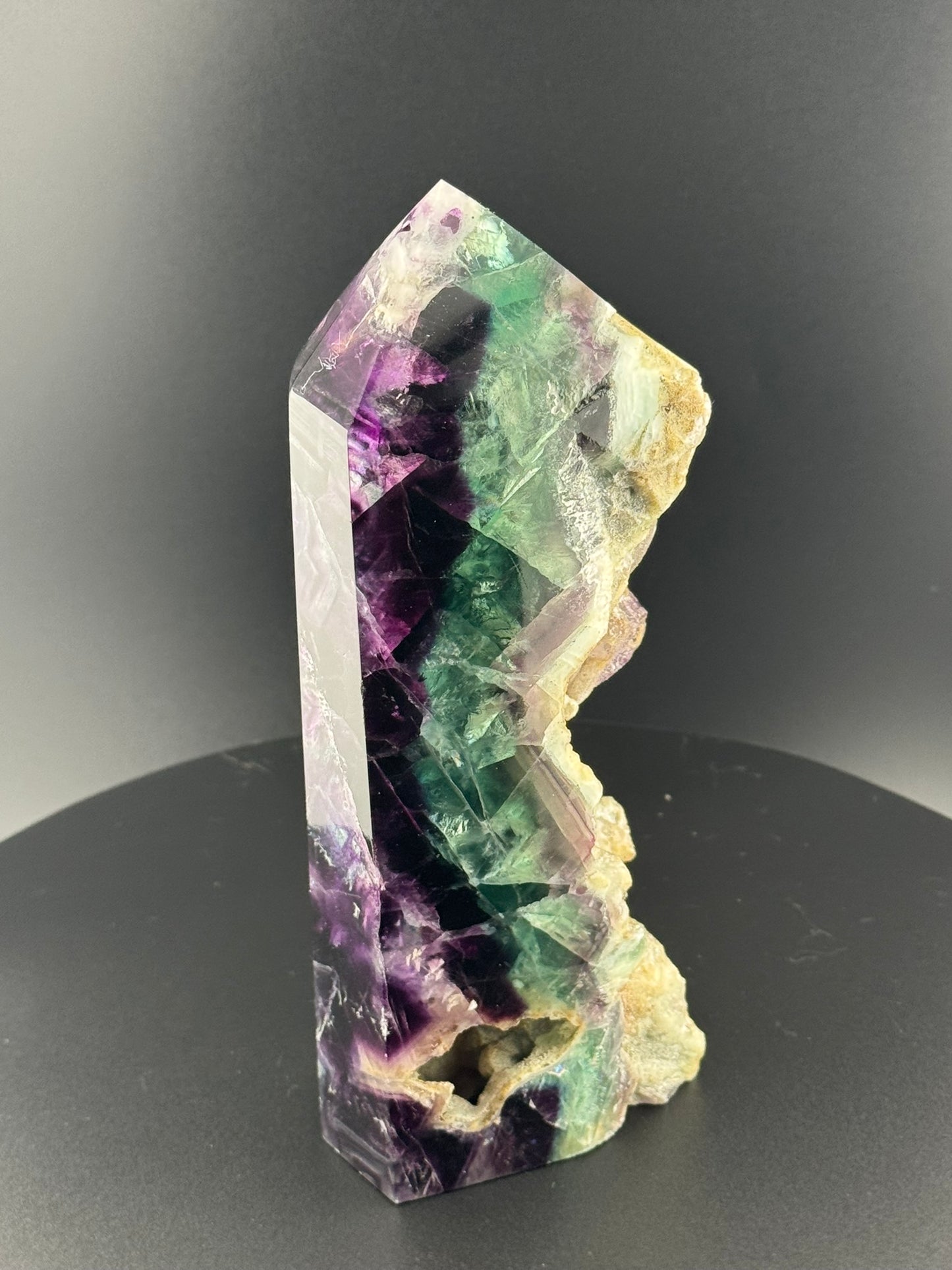 Fluorite Point with Natural Druzy Matrix