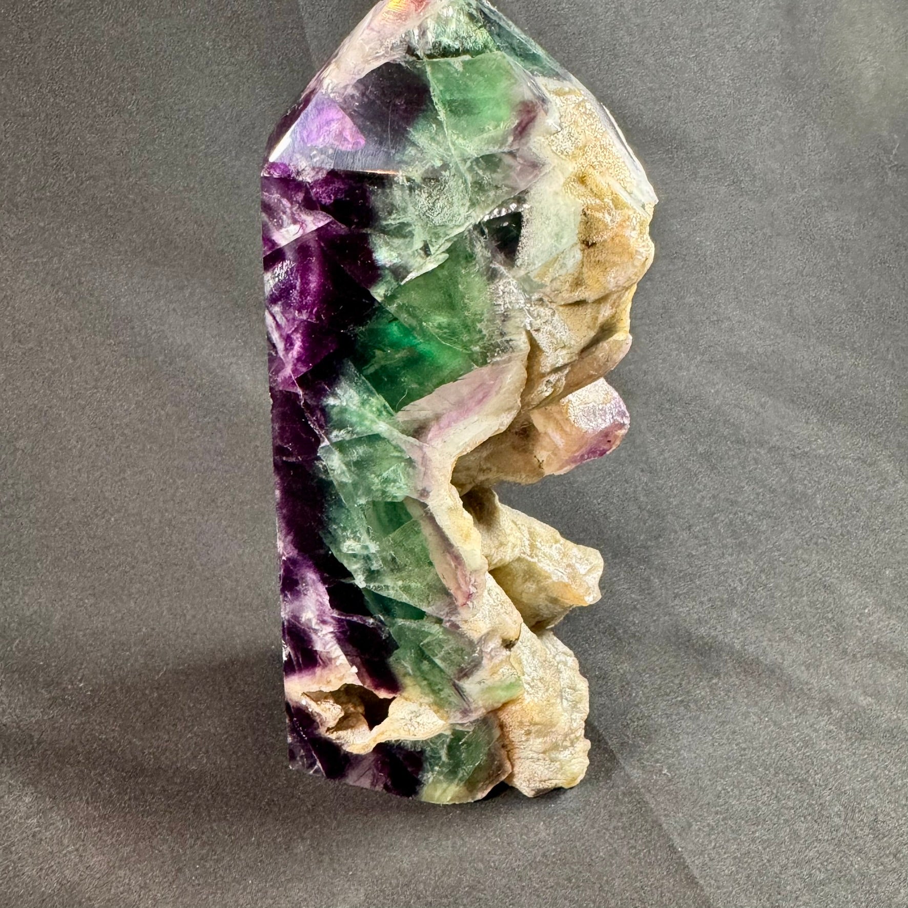 Fluorite Point with Natural Druzy Matrix - Powers Gems