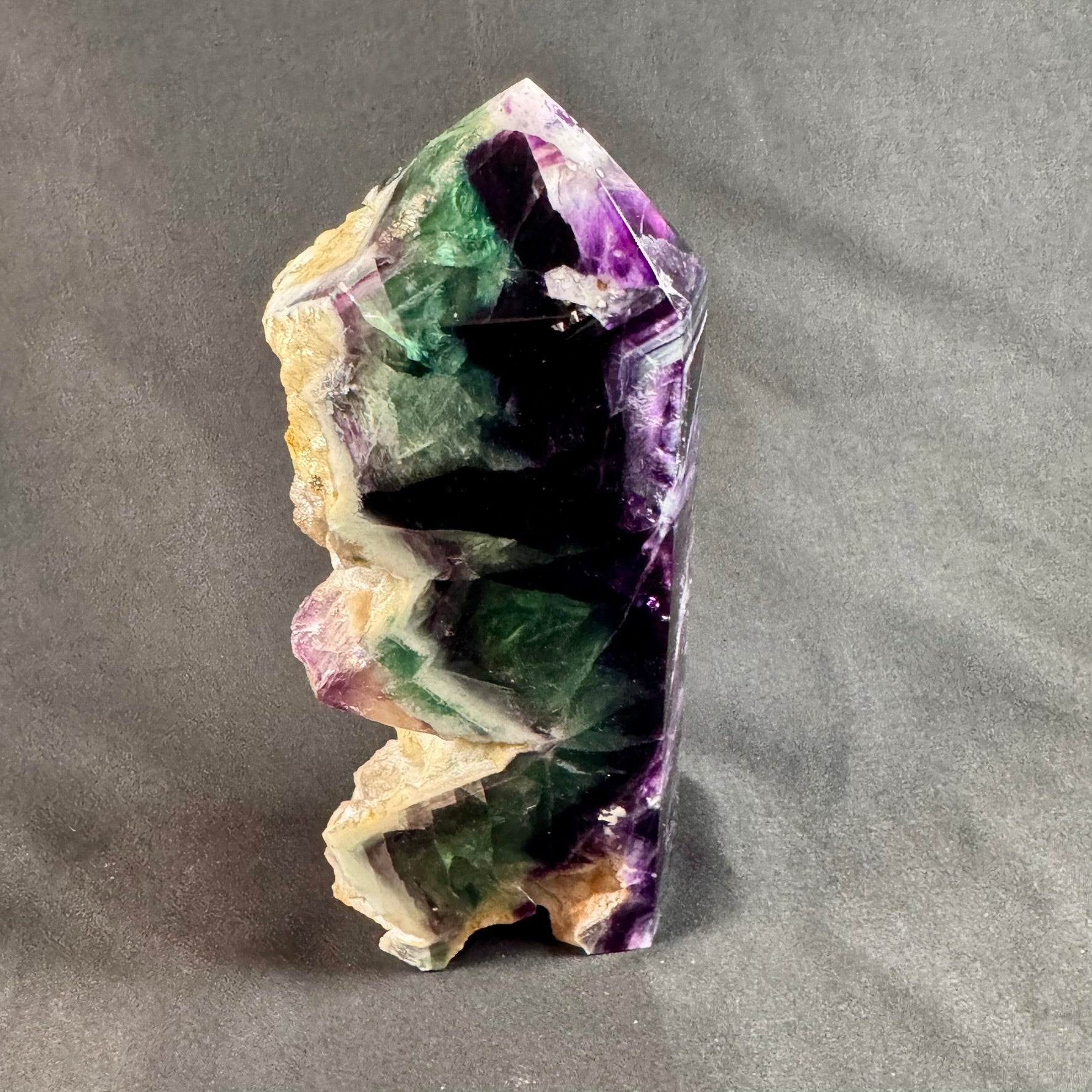 Fluorite Point with Natural Druzy Matrix - Powers Gems