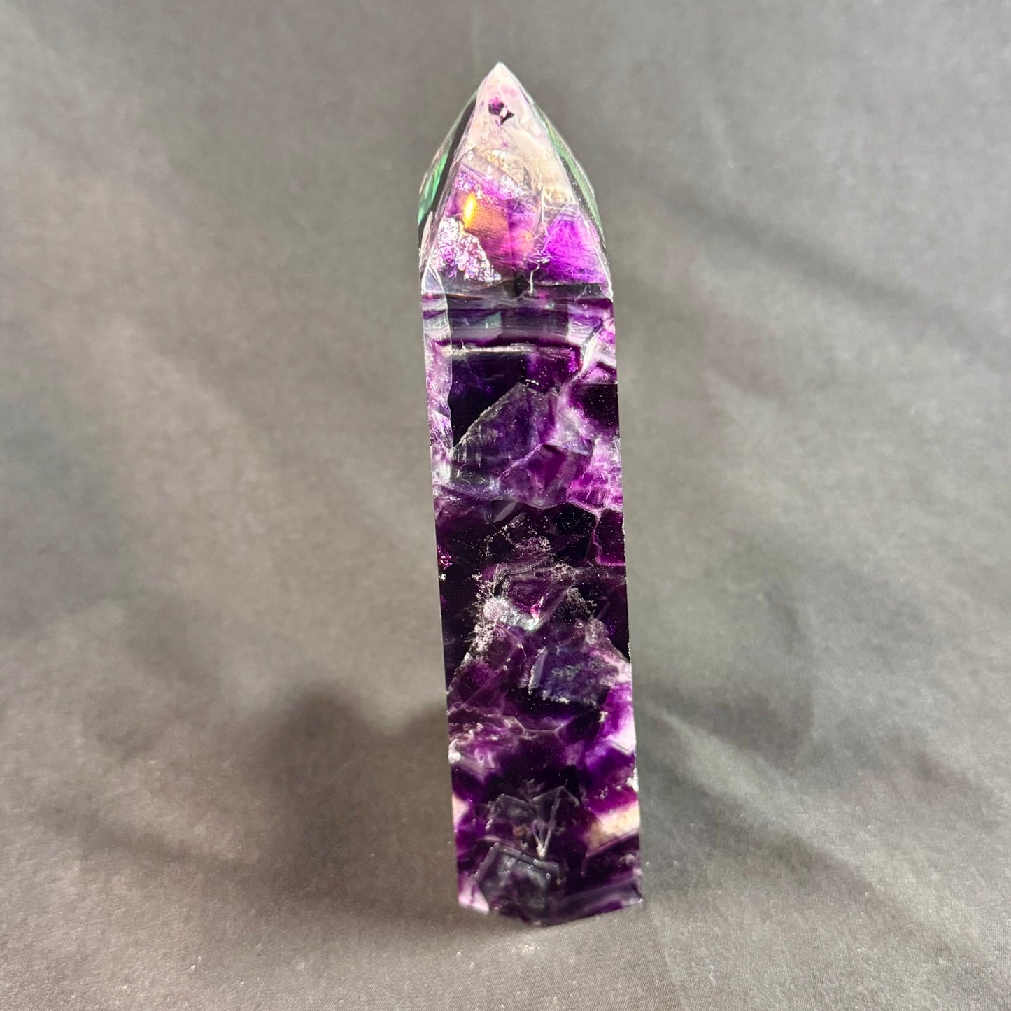 Fluorite Point with Natural Druzy Matrix - Powers Gems