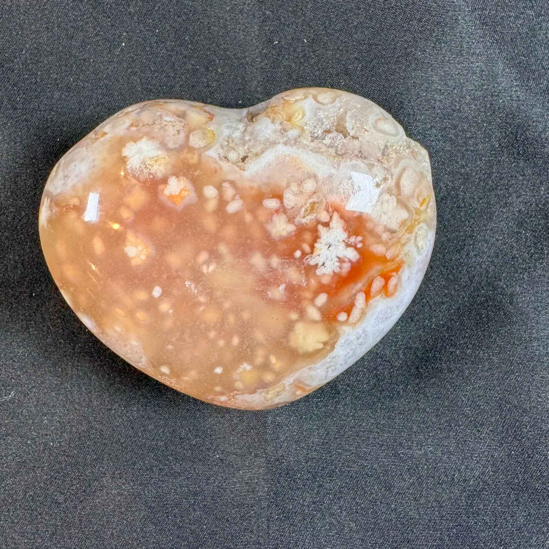 Pink Flower Agate Druzy Heart - Powers Gems