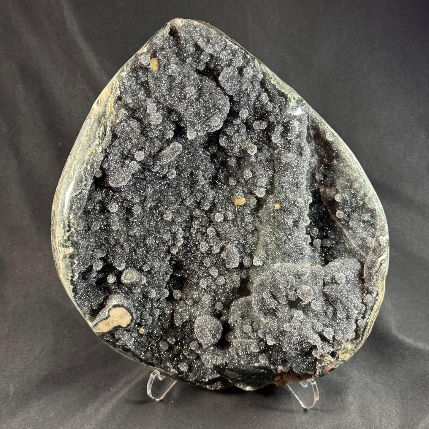 Black Chalcedony Plate with Calcite - Powers Gems