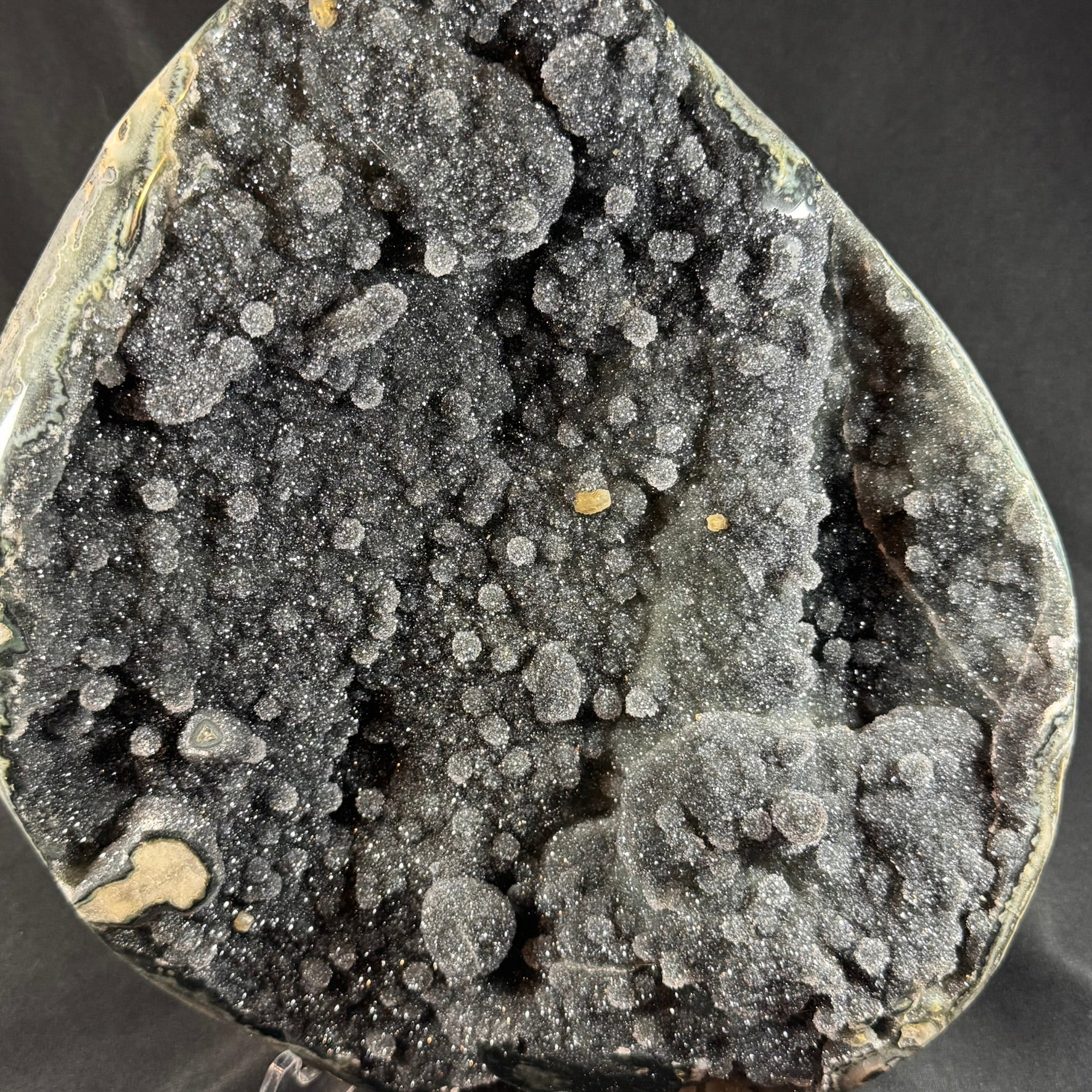 Black Chalcedony Plate with Calcite - Powers Gems