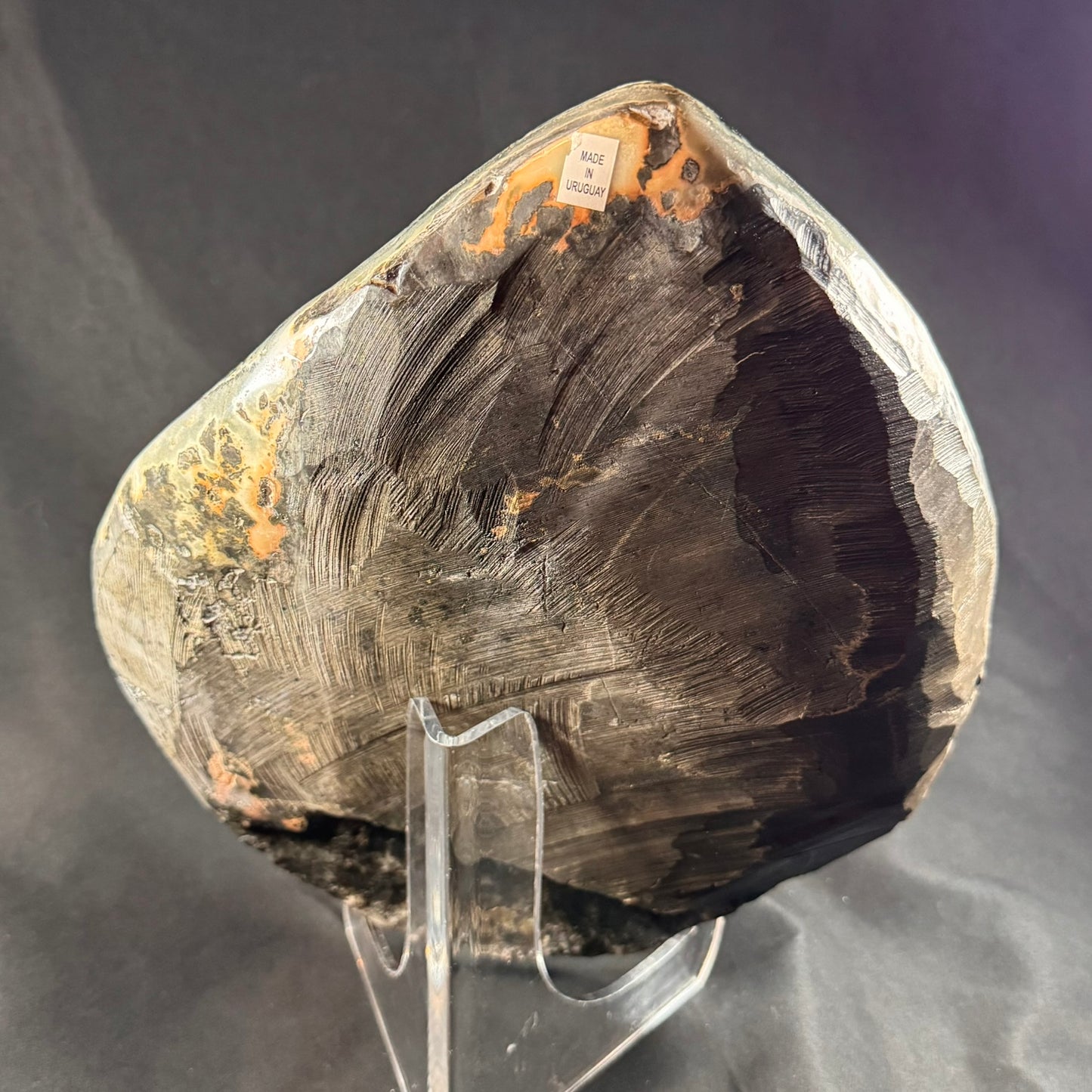 Black Chalcedony Plate with Calcite - Powers Gems