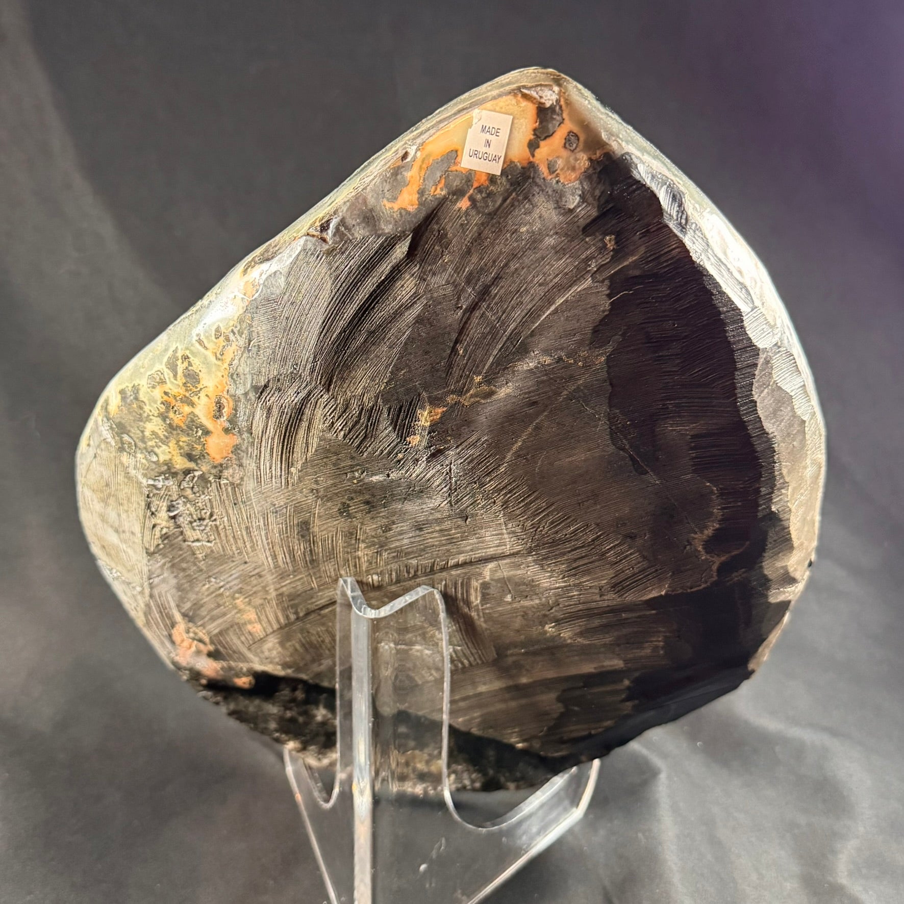 Black Chalcedony Plate with Calcite - Powers Gems