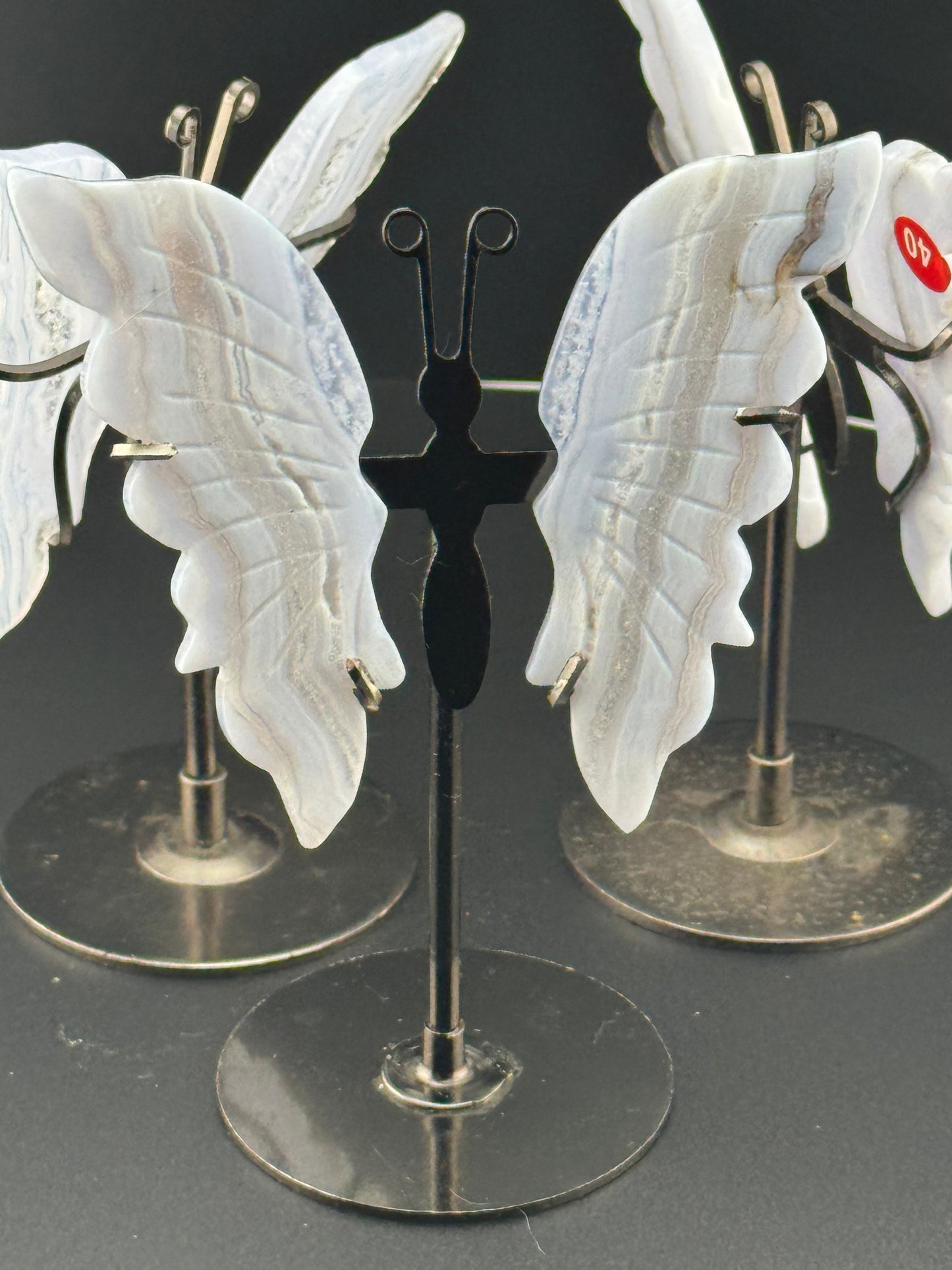 Blue Lace Agate Butterflys (w Stand)