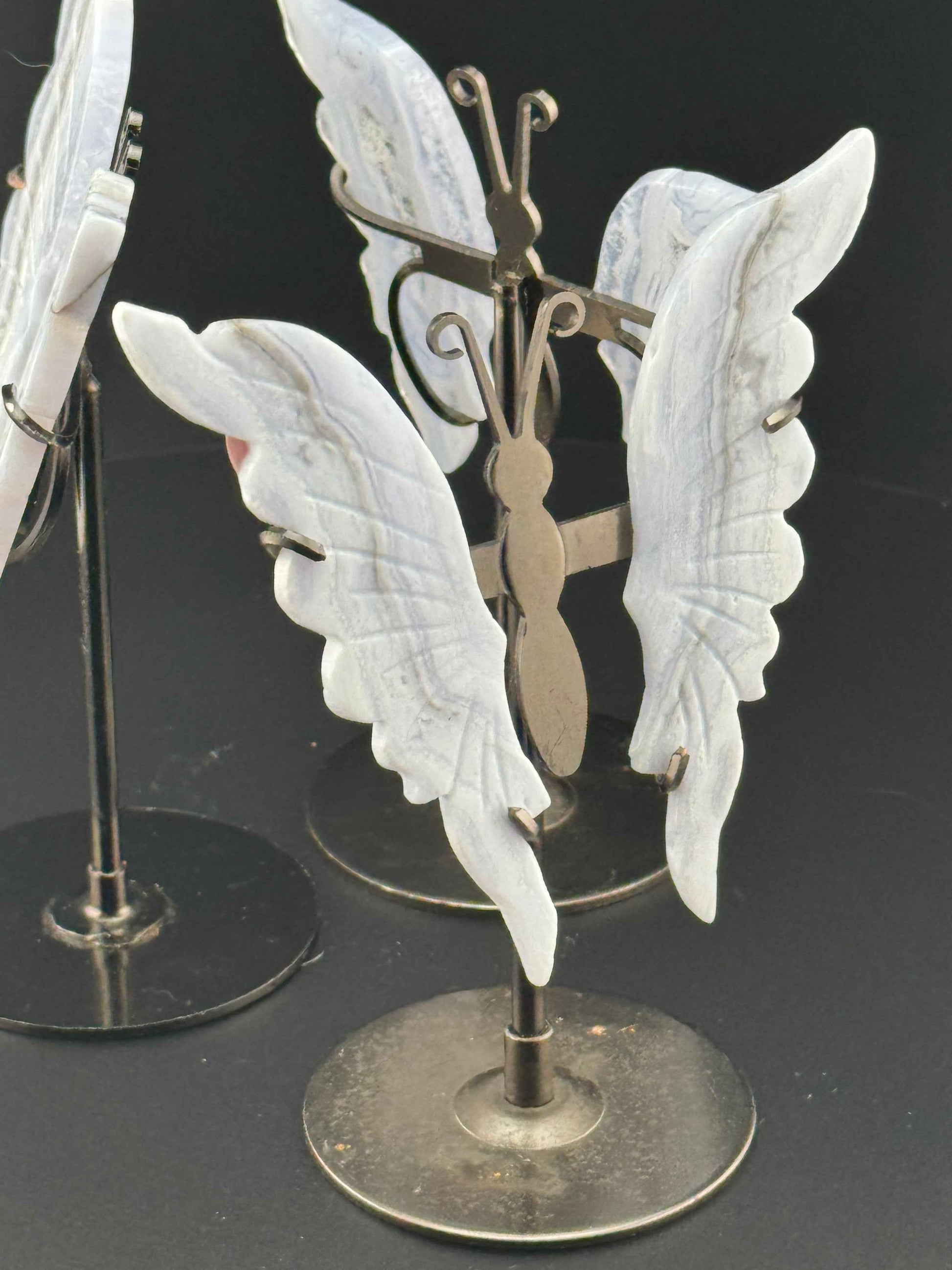 Blue Lace Agate Butterflys (w Stand)