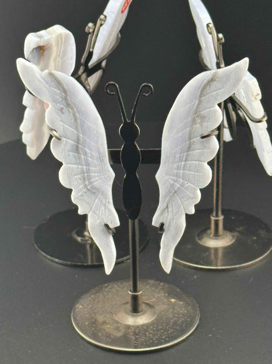 Blue Lace Agate Butterflys (w Stand)