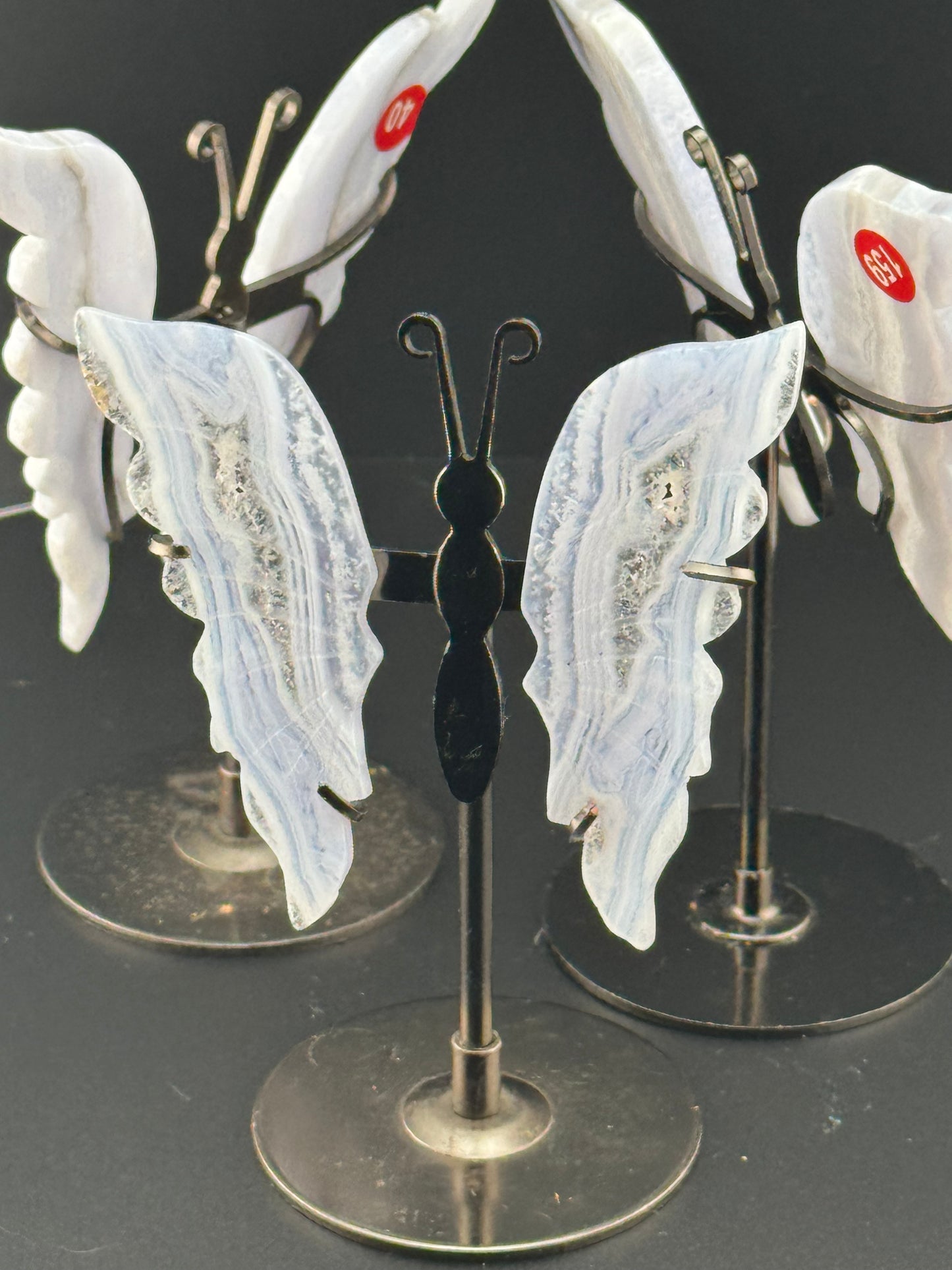 Blue Lace Agate Butterflys (w Stand)
