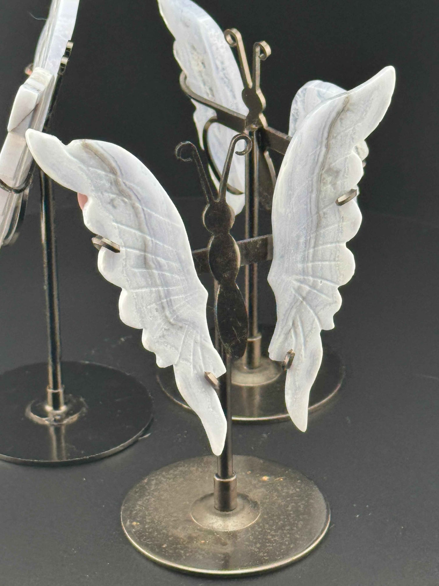 Blue Lace Agate Butterflys (w Stand)
