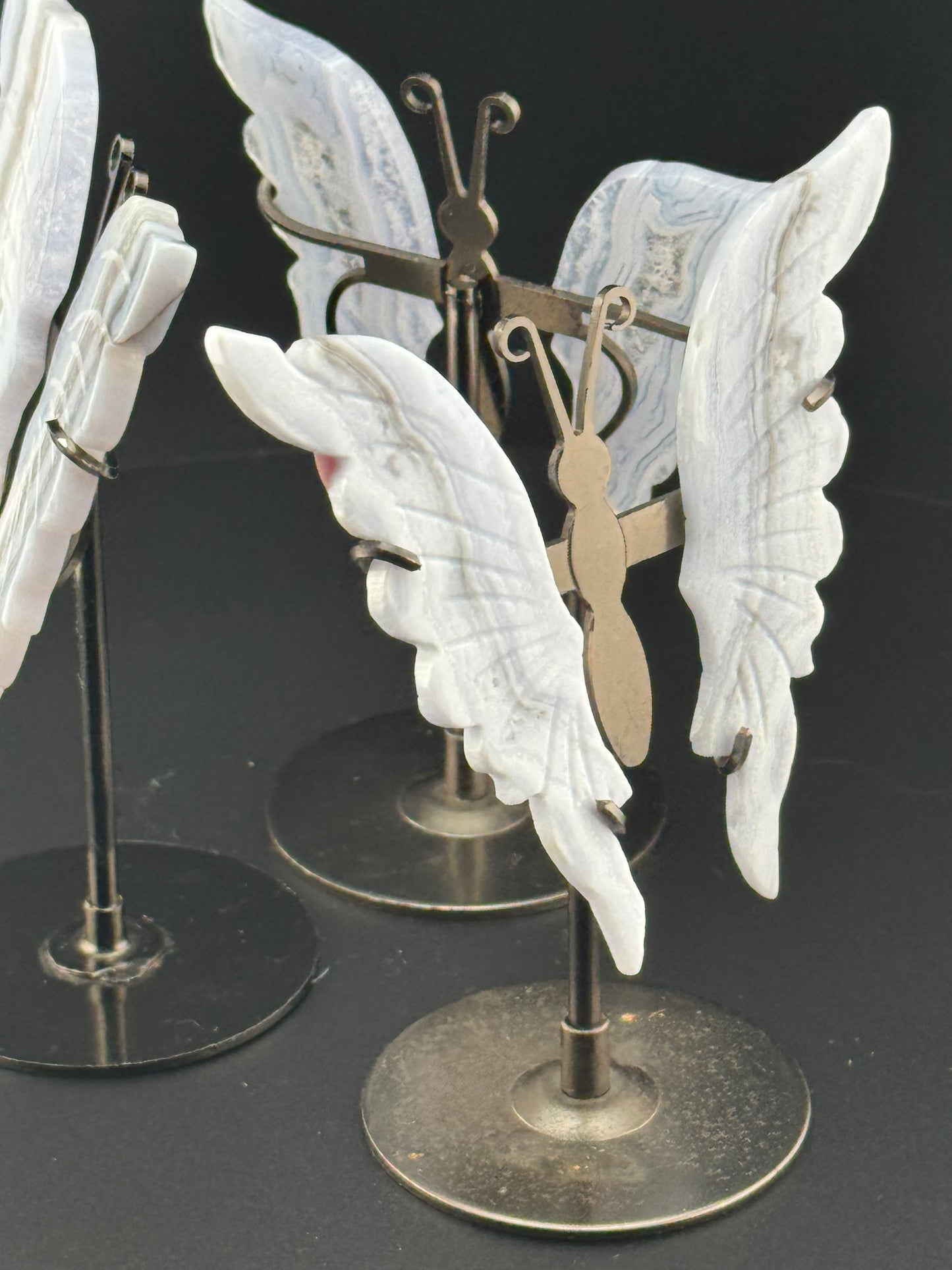 Blue Lace Agate Butterflys (w Stand)